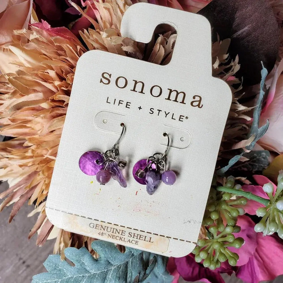 NWT Sonoma Life + Style Purple Dangle Earrings - Picture 6 of 6